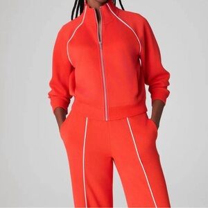 NWT SPANX Airpique Track Jacket Full Zip Poppy size Small